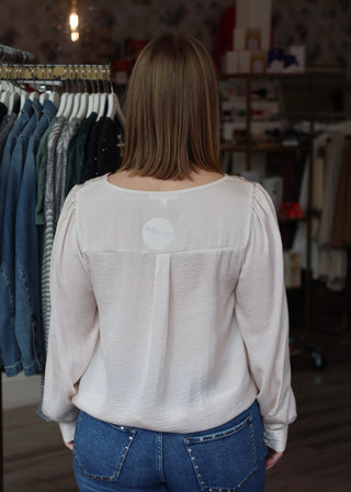 Textured Satin Button Top - Champagne