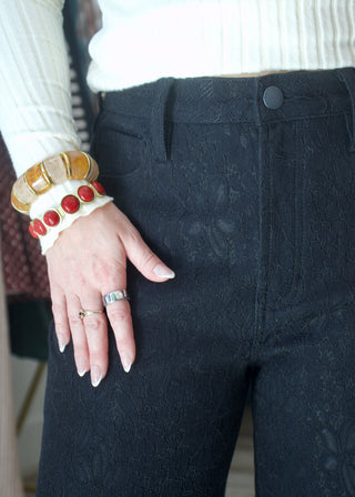 Fiona High Rise Denim - Black Lace