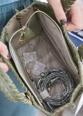 Marla Whipstitch Satchel - Olive