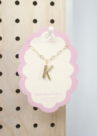 Puffy Letter Initial Necklace