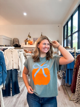 Bow Pumpkin Tee - Basil