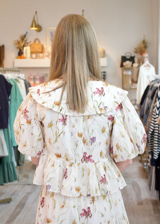 Floral Collar Blouse - Ivory
