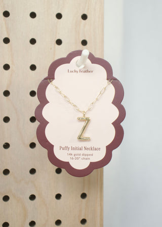 Puffy Letter Initial Necklace