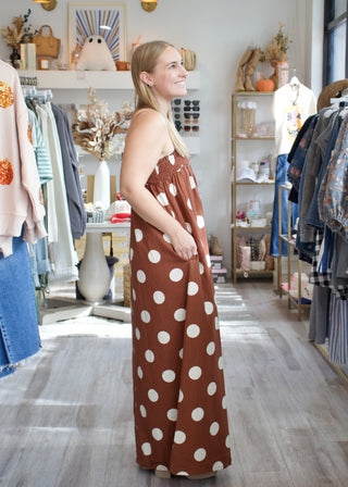 Sandy Dot Maxi Dress - Brown