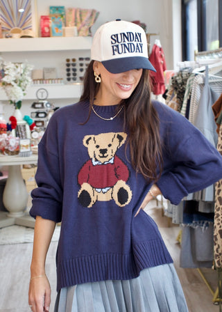 Teddy Bear Sweater Navy – Anchora Bella Boutique - Main Image