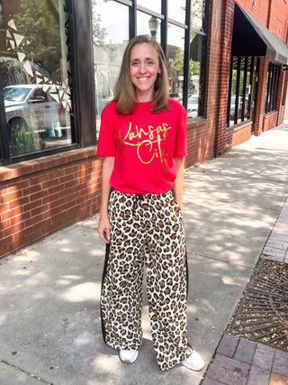 Metallic Script Tee - Red