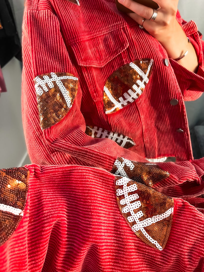 Football Sequin Jacket - Red
