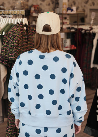 Polka Dot Crop Sweatshirt - Blue