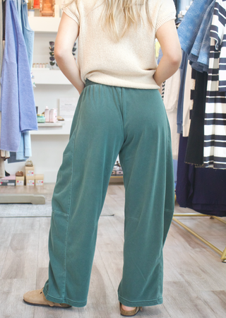 Smocked Barrel Sweatpants - Hunter Green