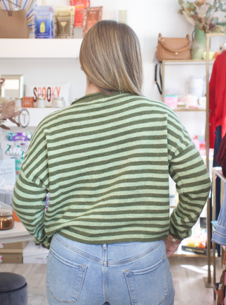 Striped Piper Pullover Sweater - Olive
