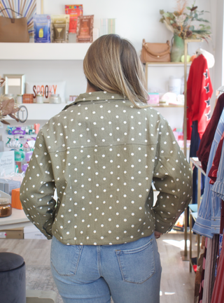 Dot Bomber Jacket - Olive