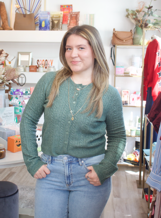 Medina Pointelle Cardigan - Monstera
