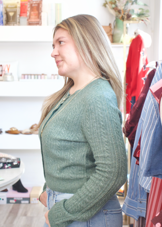 Medina Pointelle Cardigan - Monstera