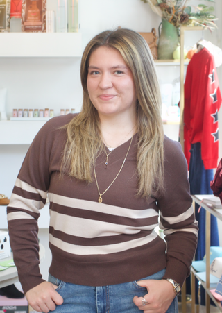 Raylee Stripe Sweater - Hot Fudge