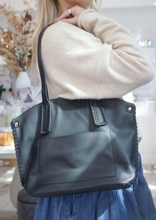 Micah Whipstitch Tote - Black
