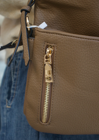 Aubree Flapover Crossbody Bag - Ash Brown