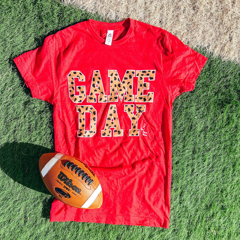Game Day Cheetah Tee - Red