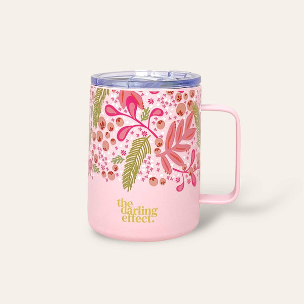 14 oz Insulated Mug - Jolly Sprig Pink