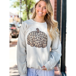 Leopard Pumpkin Sweatshirt - Tan