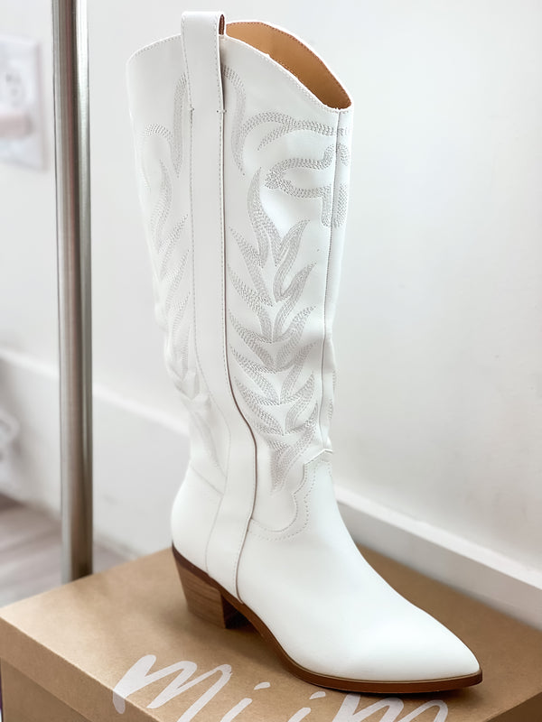 Inlay Western Boots - White