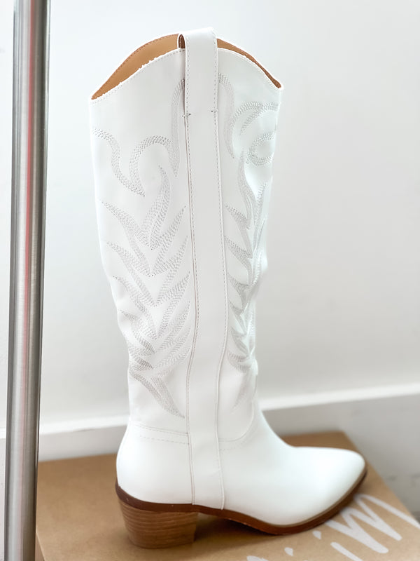 Inlay Western Boots - White