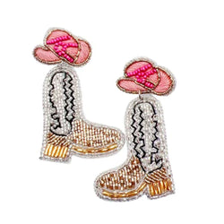 Pink Hat Boot Earrings
