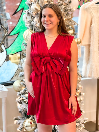 Wrapped In A Bow Dress - Red