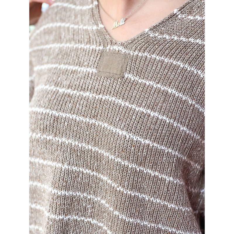 Timing Is Everything Stripe Sweater - Tan